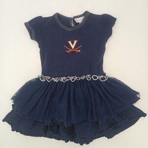 Two Feet Ahead Virginia Cavaliers UVA Girls Navy Blue Tiered Tulle Dress 4T